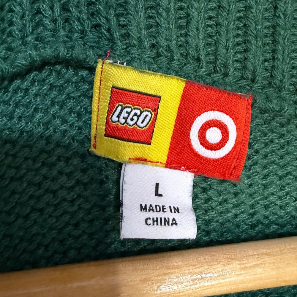 Lego x Target Forest Green Popcorn Knit Bobble Sweater Mens Large Crewneck - Picture 4 of 7
